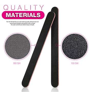 10pcs Nail Files and Buffers, Teenitor Professional Manicure Tool 5pcs 100/180 Grit Emery Board 5pcs Medium Grit Buffer Block, 4 Sided Nail Care Products