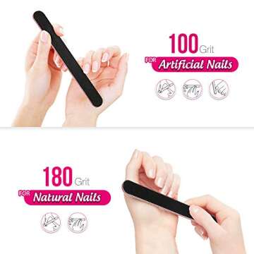 10pcs Nail Files and Buffers, Teenitor Professional Manicure Tool 5pcs 100/180 Grit Emery Board 5pcs Medium Grit Buffer Block, 4 Sided Nail Care Products