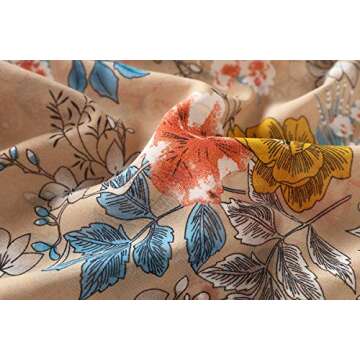 olrain Women's Floral Print Sheer Chiffon 3/4 Bat Sleeve Casual Loose Kimono Cardigan Capes (Small, Khaki Floral)