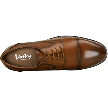 Vostey Men's Brown Classic Cap Toe Dress Shoes Size 9