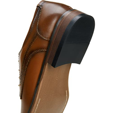 Vostey Men's Brown Classic Cap Toe Dress Shoes Size 9