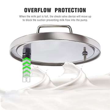 Hantop 12L Cow Milking Machine, Rechargeable Battery Powered Speed Adjustable Pulsating Vacuum Pump, 304 Stainless Steel Milk Bucket with Auto Stop Check Valve Cow Milker Machine (Pro Model)