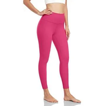 HeyNuts Essential 7/8 Leggings High Waisted Yoga Pants for Women, Soft Workout Pants Compression Leggings with Inner Pockets Hot Pink_25'' L(12)