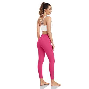 HeyNuts Essential 7/8 Leggings High Waisted Yoga Pants for Women, Soft Workout Pants Compression Leggings with Inner Pockets Hot Pink_25'' L(12)