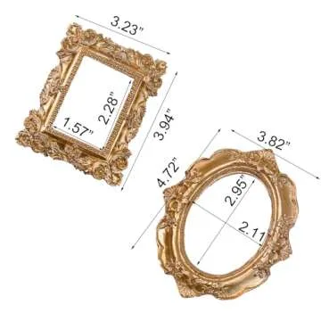 Curqia 2pcs Gold Tiny Picture Frame Vintage Picture Frames Mini Shooting Photo Props Home Hotel Decor DIY Small Photo Frame