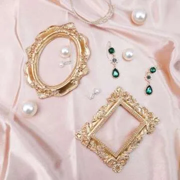 Curqia 2pcs Gold Tiny Picture Frame Vintage Picture Frames Mini Shooting Photo Props Home Hotel Decor DIY Small Photo Frame