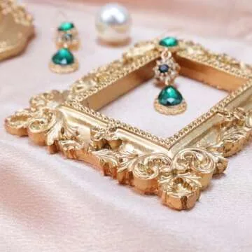 Curqia 2pcs Gold Tiny Picture Frame Vintage Picture Frames Mini Shooting Photo Props Home Hotel Decor DIY Small Photo Frame