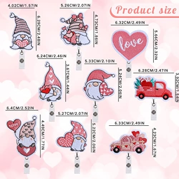 Whaline 9 Valentine's Day Felt Badge Reels - Cute ID Holders