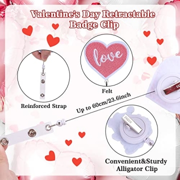Whaline 9 Valentine's Day Felt Badge Reels - Cute ID Holders