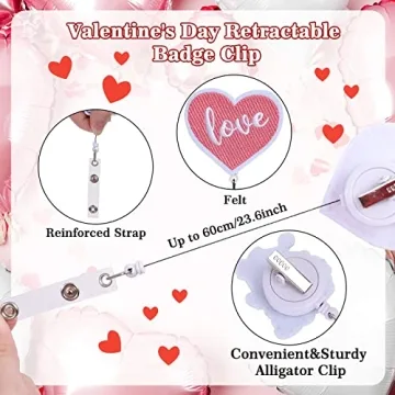 Whaline 9 Valentine's Day Felt Badge Reels - Cute ID Holders