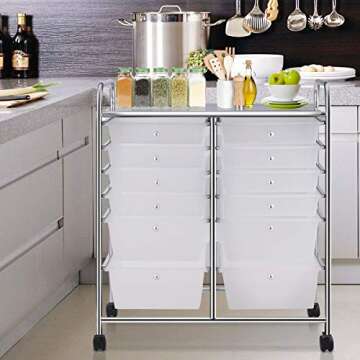 Happygrill 12-Drawer Organizer Cart: Rolling Storage Solution for Office & Home