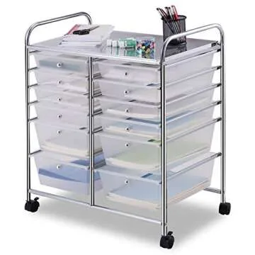 Happygrill 12-Drawer Organizer Cart for Home & Office