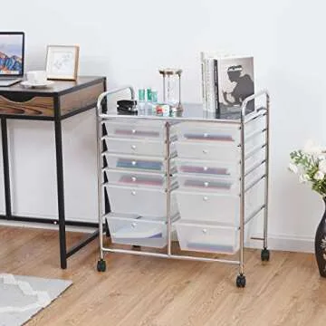Happygrill 12-Drawer Organizer Cart for Home & Office