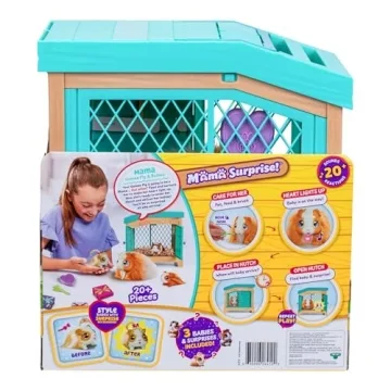 Little Live Pets - Mama Surprise | Soft, Interactive Mama Guinea Pig and her Hutch, and her 3 Surprise Babies. 20+ Sounds & Reactions. for Kids Ages 4+, Multicolor, 7.8 x 11.93 x 11.38 inches