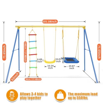 Plohee 550lbs Heavy-Duty Swing Set for Kids Outdoor Play