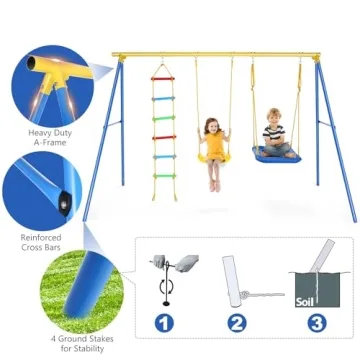 Plohee 550lbs Heavy-Duty Swing Set for Kids Outdoor Play