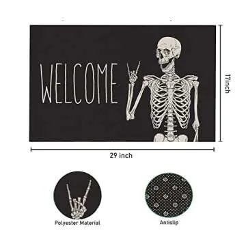 KBBMFEU Halloween Skull Doormat Non-Slip 17 X 29 Inch