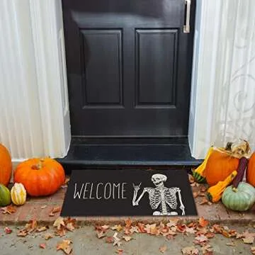 KBBMFEU Halloween Skull Doormat Non-Slip 17 X 29 Inch
