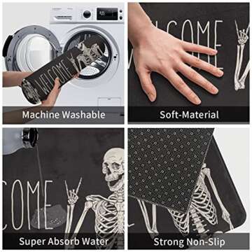 KBBMFEU Halloween Skull Doormat Non-Slip 17 X 29 Inch