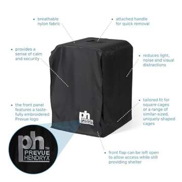 Prevue Hendryx Pet Products Universal Bird Cage Cover, Medium, Black