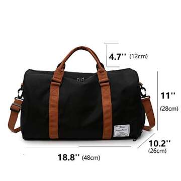 MOLLYGAN Travel Duffel Bag Large Capacity Yoga Gym Bag Durable Duffle Sports Bag with Shoes Compartment Tote Bag for Men and Women Black