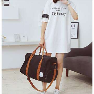 MOLLYGAN Travel Duffel Bag Large Capacity Yoga Gym Bag Durable Duffle Sports Bag with Shoes Compartment Tote Bag for Men and Women Black