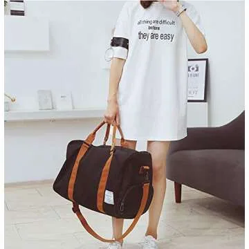 MOLLYGAN Travel Duffel Bag Large Capacity Yoga Gym Bag Durable Duffle Sports Bag with Shoes Compartment Tote Bag for Men and Women Black