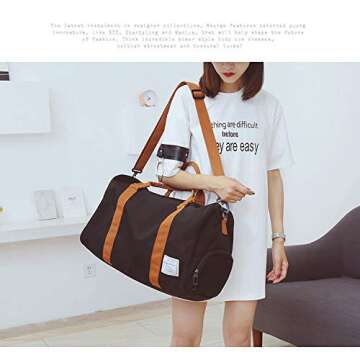 MOLLYGAN Travel Duffel Bag Large Capacity Yoga Gym Bag Durable Duffle Sports Bag with Shoes Compartment Tote Bag for Men and Women Black