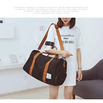 MOLLYGAN Travel Duffel Bag Large Capacity Yoga Gym Bag Durable Duffle Sports Bag with Shoes Compartment Tote Bag for Men and Women Black