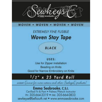 Field's Fabrics Black - 1/2" Woven Stay Tape - 25 Yards SewkeysE Extremely Fine Fusible Tape