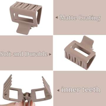 12 Pack Medium hair clips for Women,3 Assortment Size Small Matte Rubber Coating Rectangle Hair Claw Clips for Women Thin Fine Short hair,Strong Hold jaw clips