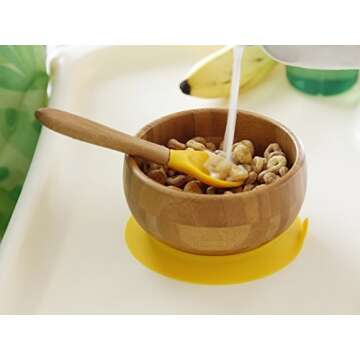 bamboo bamboo ® Suction Bowl for Baby – Bamboo Baby Bowl and Spoon Set with Removable Silicone Suction Cup for Kids | 11.8oz | Non-Toxic | Cool to The Touch | Ideal for Baby-Led Weaning (Yellow)