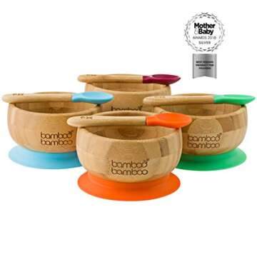 bamboo bamboo ® Suction Bowl for Baby – Bamboo Baby Bowl and Spoon Set with Removable Silicone Suction Cup for Kids | 11.8oz | Non-Toxic | Cool to The Touch | Ideal for Baby-Led Weaning (Yellow)
