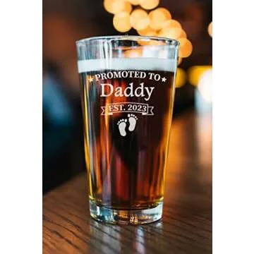 CARVELITA 16oz Engraved Beer Glass - Gift for New Dads