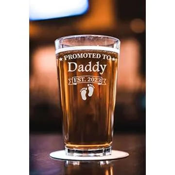CARVELITA 16oz Engraved Beer Glass - Gift for New Dads