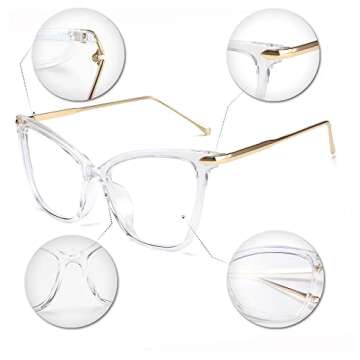 FEISEDY Oversized Cat Eye Glasses Frame Blue Light Blocking Eyewear for Women B2589