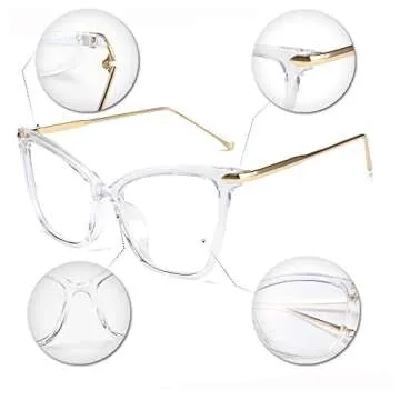 FEISEDY Oversized Cat Eye Glasses Frame Blue Light Blocking Eyewear for Women B2589