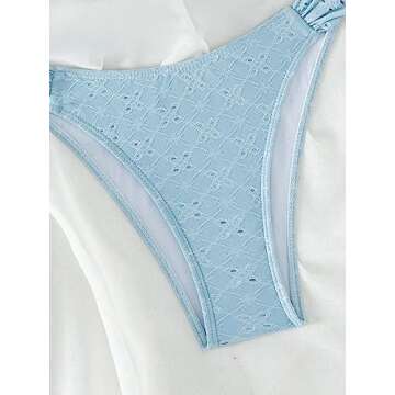 WDIRARA Women's Ruffle Knot Front Bandeau Bikini Set 2 Piece Strapless Swimsuit Dusty Blue XL