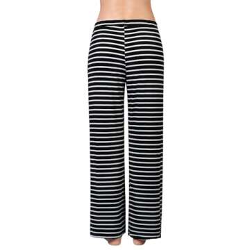 Air Curvey Womens Pajama Pants Wide Leg Casual Lounge Pants With Pocket Black Stripe M