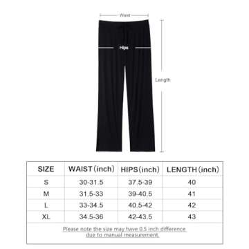 Air Curvey Womens Pajama Pants Wide Leg Casual Lounge Pants With Pocket Black Stripe M