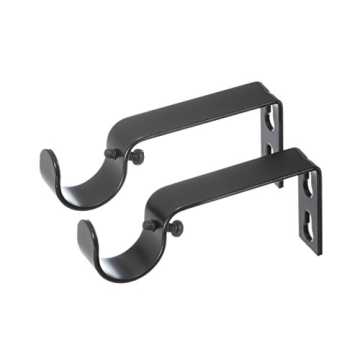 Ivilon Fixed Brackets for Curtain Rods - Sturdy Support for 1" & 1 1/8" Rods, Set of 2 in Black