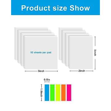 GEAoffice 450 Sheets Transparent Sticky Notes Set - 3x3 inch Clear Sticky Notes Tabs Colorful Self-Adhesive for Book Annotation, See Through Sticky Notes for Tracing, School & Office (9 Pack)