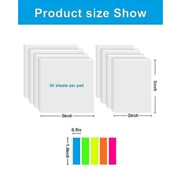 GEAoffice 450 Sheets Transparent Sticky Notes Set - 3x3 inch Clear Sticky Notes Tabs Colorful Self-Adhesive for Book Annotation, See Through Sticky Notes for Tracing, School & Office (9 Pack)