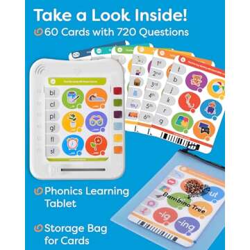 Phonics Learning Pad - Electronic Phonics Reading Game for Kids Ages 5-11 - Learn to Read in 720 Phonic and Letter Sound Questions - Vowels, Consonant Blends, Digraphs, Diphthongs