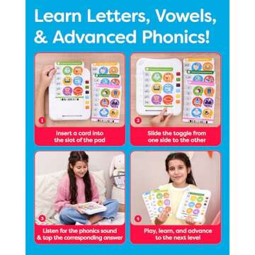 Phonics Learning Pad - Electronic Phonics Reading Game for Kids Ages 5-11 - Learn to Read in 720 Phonic and Letter Sound Questions - Vowels, Consonant Blends, Digraphs, Diphthongs