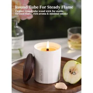 Dowan Beeswax Scented Candles - Relaxation Wood Wick Candle Infused with Sage & Peppermint Fragrance, Made of Plant-Based Clean Non Toxic Soy Wax - Perfect for House Warming Gifts for New Home