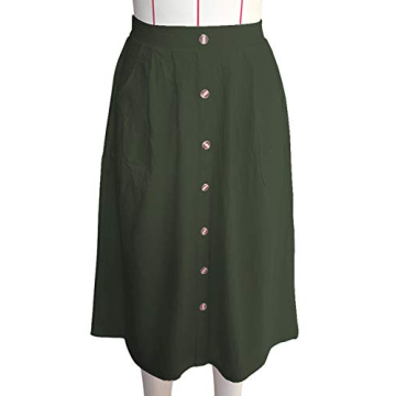 Meyeeka Women High Waist Flared Midi Skirt with Pockets