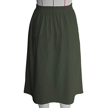 Meyeeka Women High Waist Flared Midi Skirt with Pockets