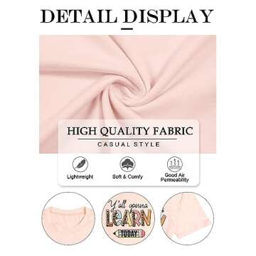 Teacher Shirts for Women Y'all Gonna Learn Today Shirt Preschool Teacher Shirts Kindergarten Short Sleeve Tee Tops Pink