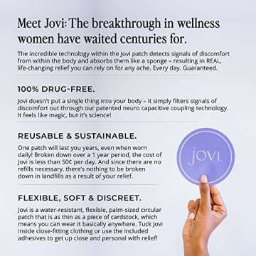 Jovi Period Pain Support Patch, Natural Discomfort Support for Menstrual Cramps, Wearable and Reusab...